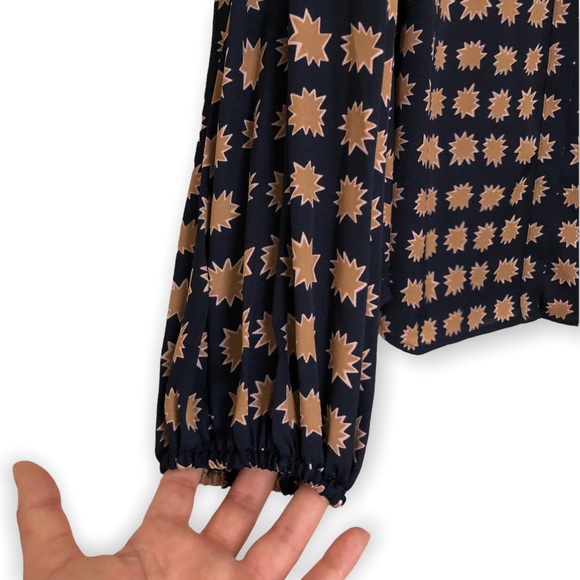 Boden x Anthropologie Harriet Blue & Gold Button Up Blouse - Picture 5 of 10